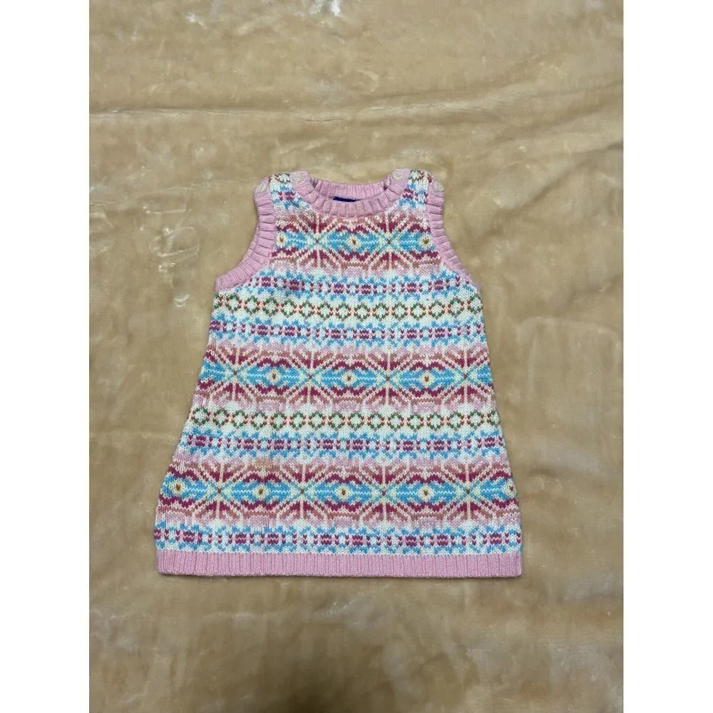 Oshkosh Knit Colorful Cozy Sweater Dress 9M